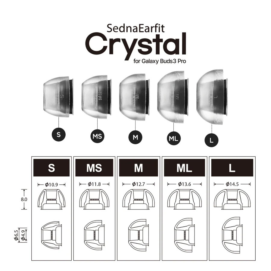 AZLA SednaEarfit CRYSTAL for Buds 3 Pro Smoky Earbuds